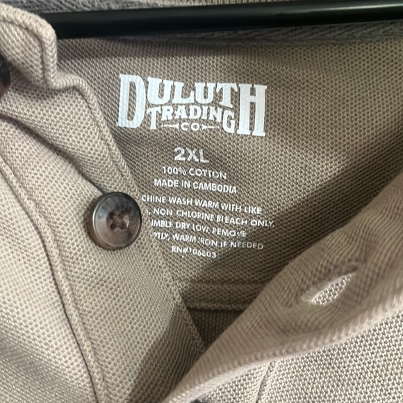 Duluth Trading Co Men’s 2XL Long Sleeve Polo shirt w pocket light brown Top - Picture 2 of 3